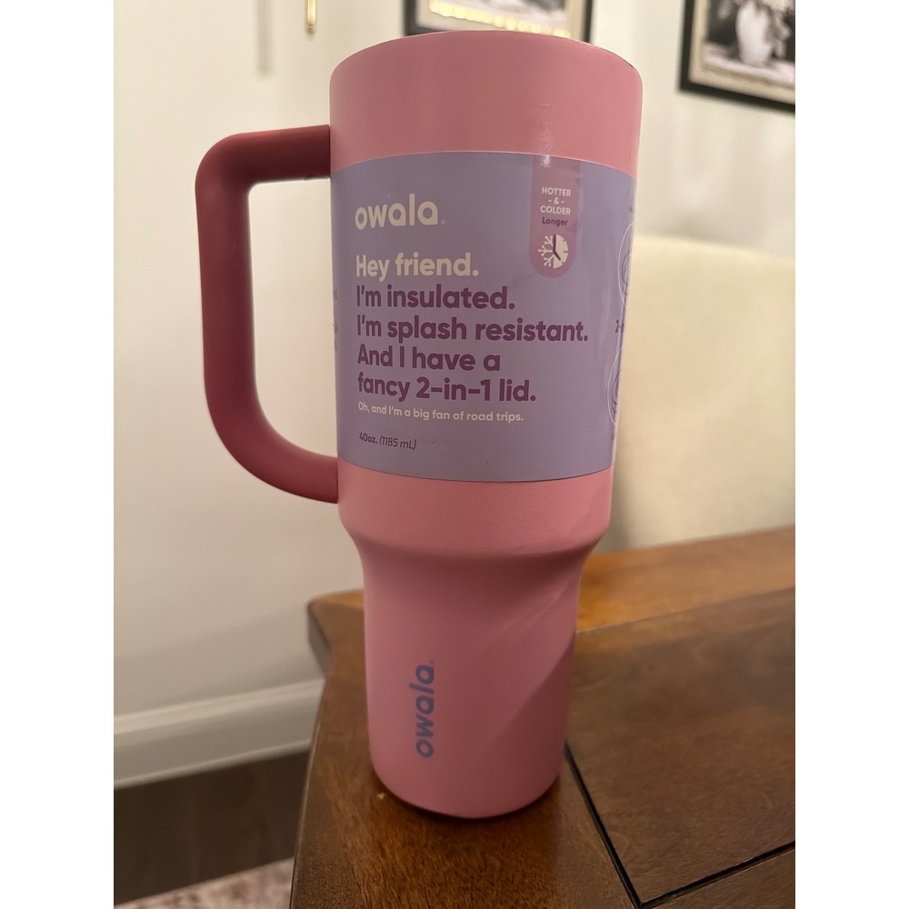 Owala 40oz Travel Tumbler Kickflip Pink Stainless Steel Insulated NO LID